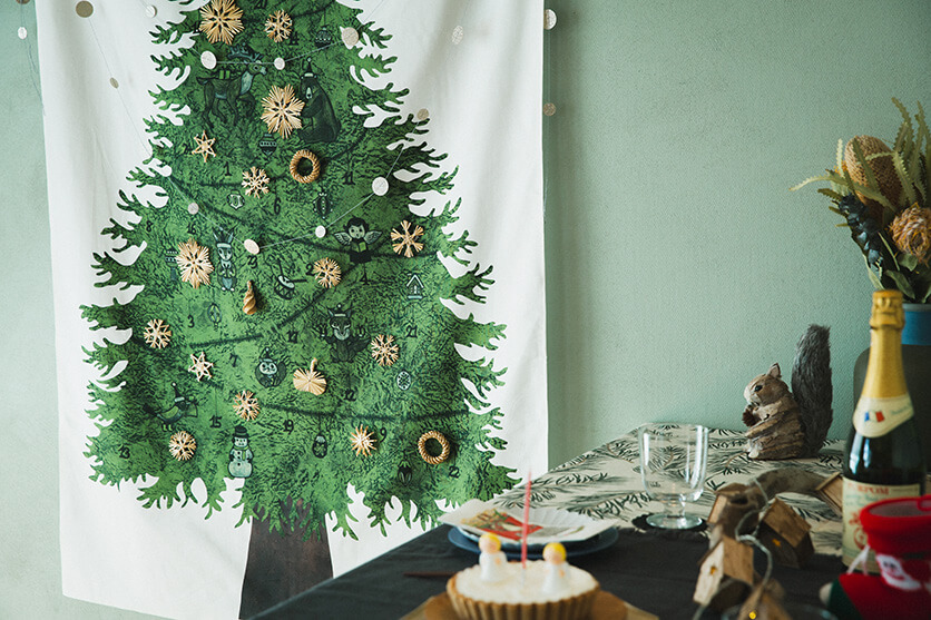 クリスマスツリータペストリー（大）：さこももみ  nunocoto